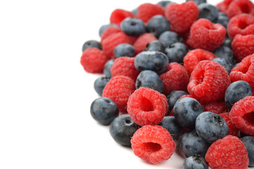 Raspberries and blueberries