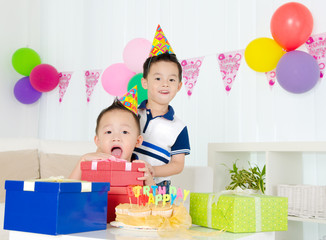 Birthday party of asian kid