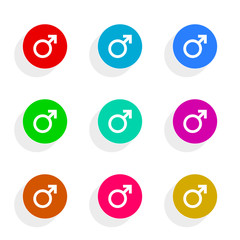 male gender flat icon vector set