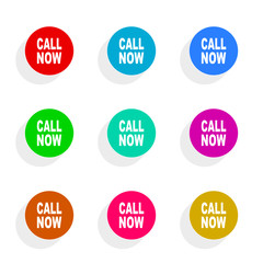 call now flat icon vector set