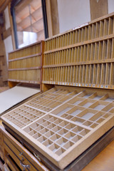 casse de lettre typographique en plomb