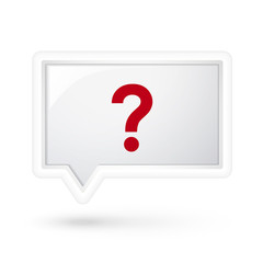 red question mark on a speech bubble