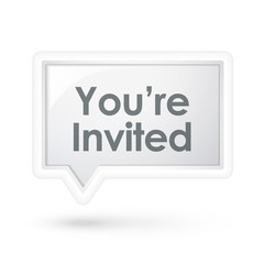you are invited words on a speech bubble