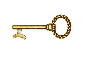 Golden key isolated on white