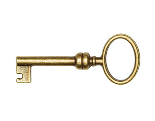 Golden key isolated on white