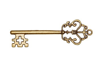 Golden key isolated on white