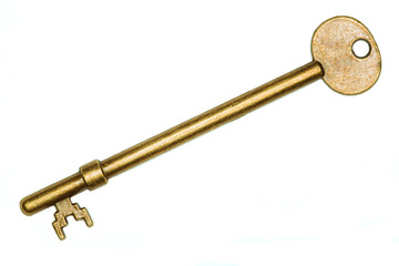 Golden key isolated on white
