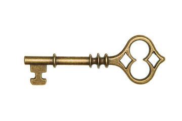 Golden key isolated on white