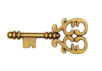 Golden key isolated on white