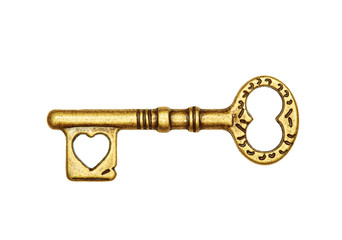 Golden key isolated on white