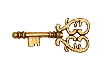 Golden key isolated on white