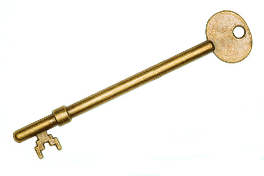 Golden key isolated on white
