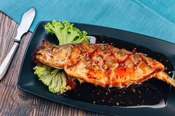 Healthy sea bass fish