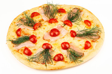 Cheese pizza with tomatoes