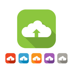 Color set of flat cloud uploading icon