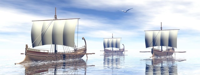 Ancient greek boats - 3D render © Elenarts