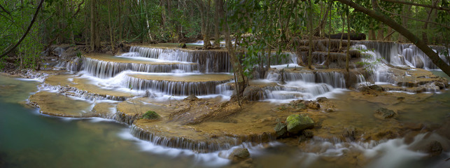 Huay Mae Kamin Waterfall in Kanchanaburi province, Thailand