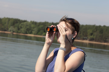 Woman looking around