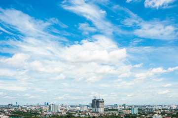 Background of Blue Sky in the City of Bangkok, Thailand