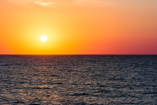 Orange Morning Sky Sunrise Over The Ocean