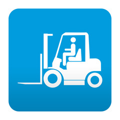 Etiqueta tipo app azul simbolo carretilla elevadora