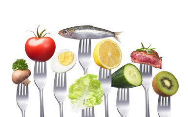 Vollwertkost mit Fleisch und Fisch