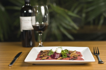 Carpaccio and red wine