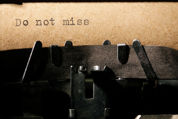 inscription on a typewriter