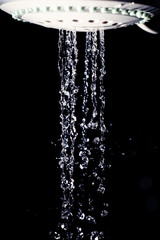 shower water drops on black background