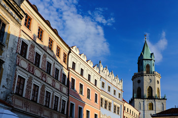 Fototapeta na wymiar Lublin, Poland: renovated historic buildings in old town