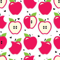 Cute seamless pattern with red apples.