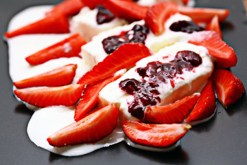 Fresh strawberry ice cream dessert