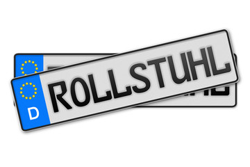 Auto Kennzeichen Rollstuhl