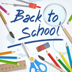 back to school supplies tools vector background