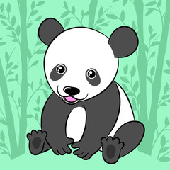 Cute cartoon panda in its natural habitat