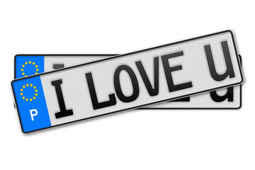 Obraz premium Auto Kennzeichen - i love u Portugal