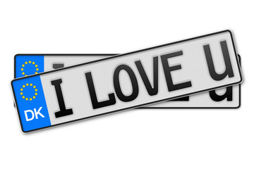 Auto Kennzeichen  - i love u Dänemark