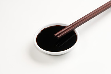 Soy sauce and chopsticks