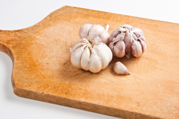 Garlics on a table