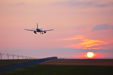 Landing at the sunset