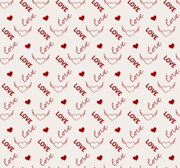 Heart and love seamless pattern in