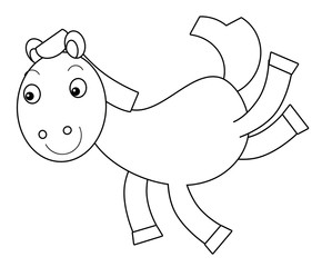 Cartoon horse -coloring page - illustration for the children