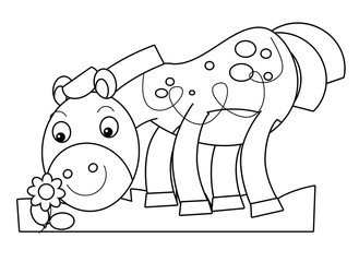 Cartoon horse -coloring page - illustration for the children