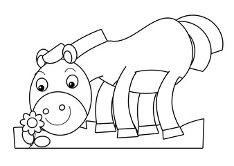 Cartoon horse -coloring page - illustration for the children