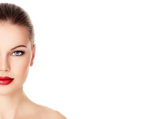 Skin care and rejuvenation therapy on pretty woman face.