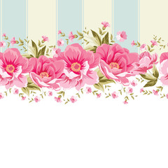 Obraz na płótnie Canvas Ornate pink flower border with tile.