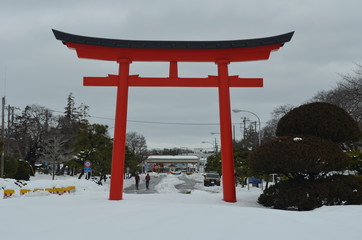 Japanese Torii Gate in the Winter