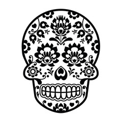Mexican sugar skull - Polish folk art style - Wycinanka