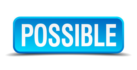 Possible blue 3d realistic square isolated button