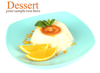 Panna Cotta, isolated on white